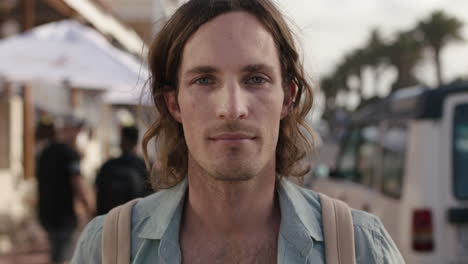 portrait of serious young man looking calm to camera