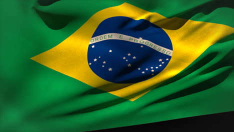 large brazil national flag waving