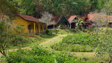 rental bungalows made in traditional french style at cu lan folk village, da lat, vietnam