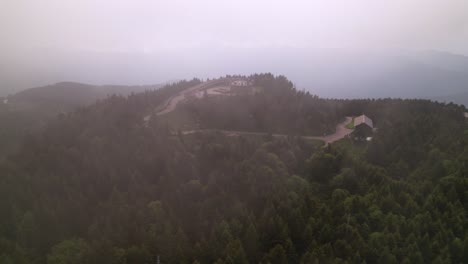 aerial-top-of-mt-mitchell-nc,-north-carolina-in-the-clouds,-mount-mitchell