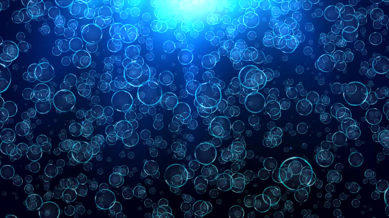 Air Bubbles in water on blue background 4K 3D Green Screen loop Animation.