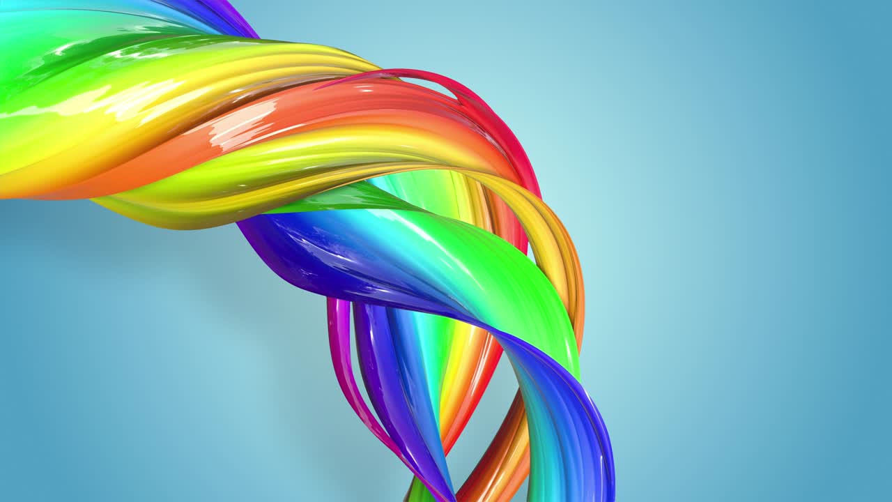 Abstract seamless background with multicolored ribbons. Rainbow stripes are moving in a circle and twisting. 44