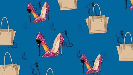 Animation-of-shoes-drawings-on-blue-background