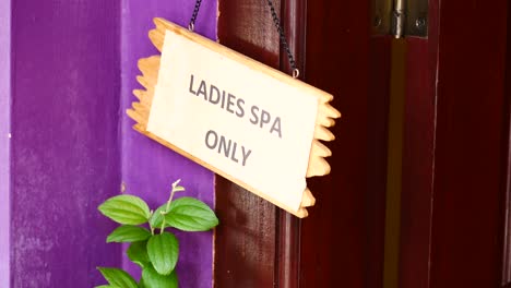 ladies spa only sign