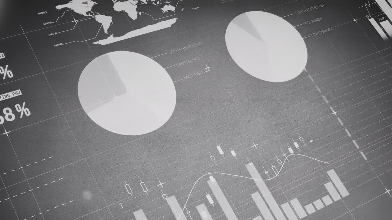 animación de las estadísticas y el procesamiento de datos sobre fondo negro