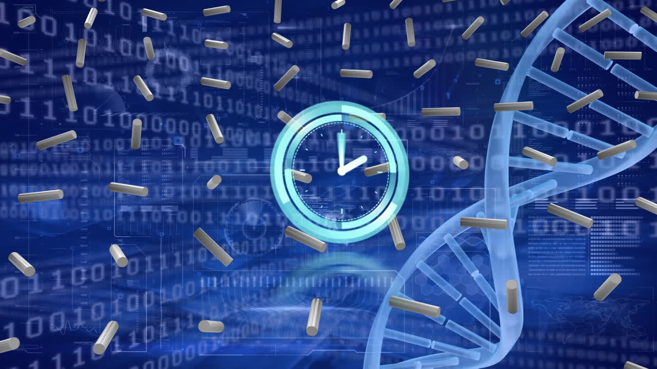 Animazione di orologio su elaborazione di dati scientifici