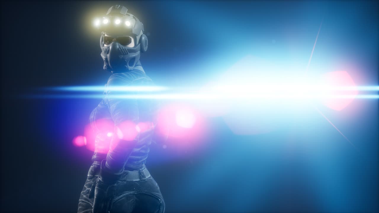 mujer joven cyberpunk, estilo futurista