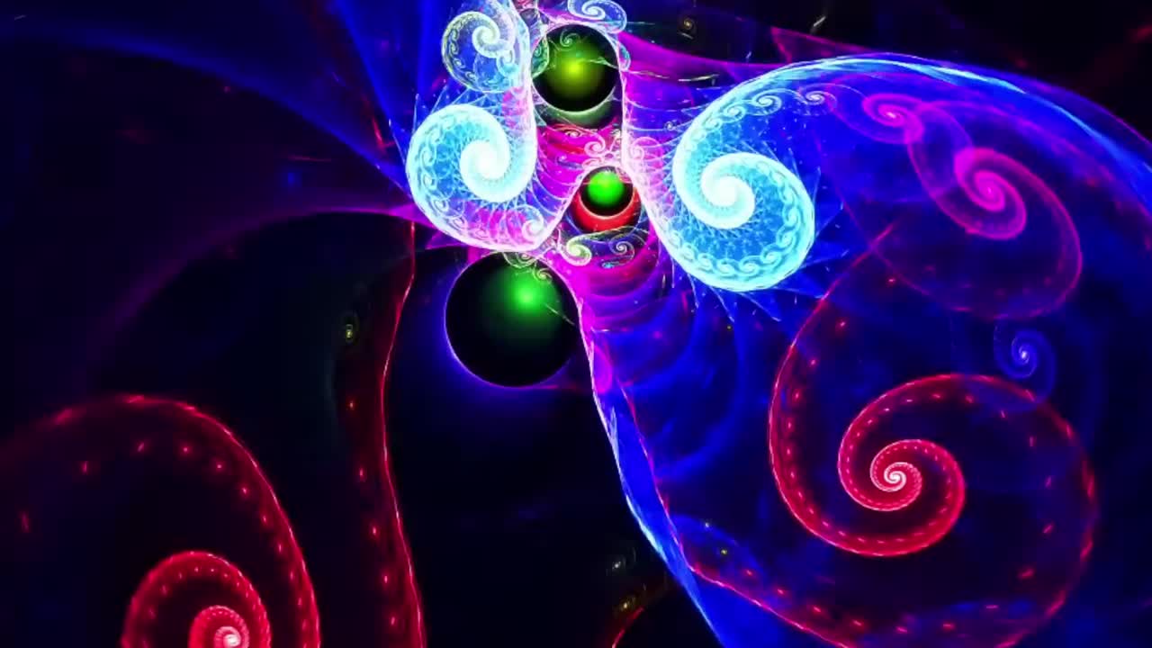 bolas verdes ociosas con cadenas azules y rojas de olas en movimiento