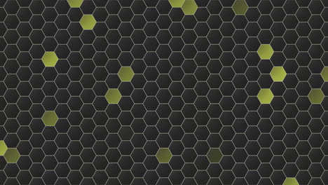 hexagonal pattern of black and yellow circles