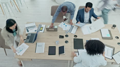 Business-people,-meeting-and-table-in-time-lapse