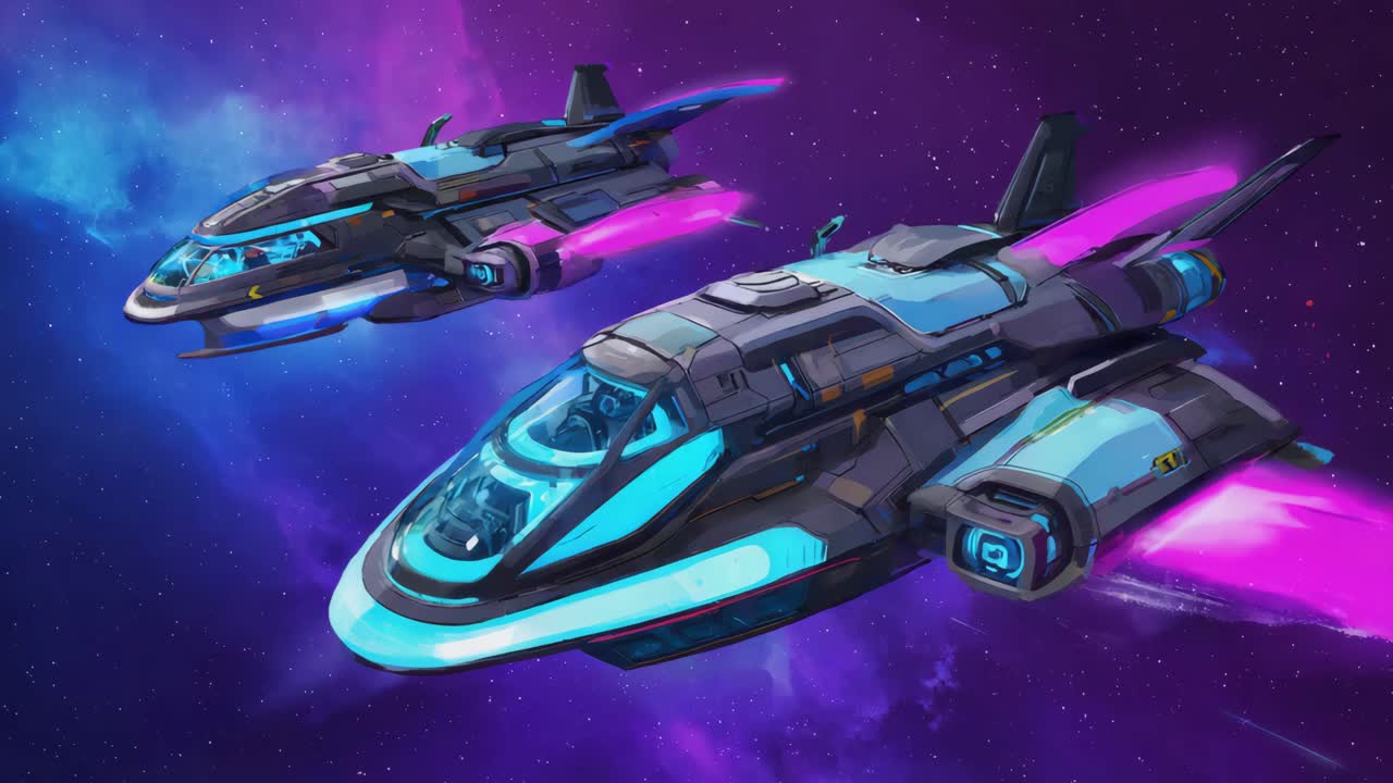 Futuristic Spaceships in Outer Space