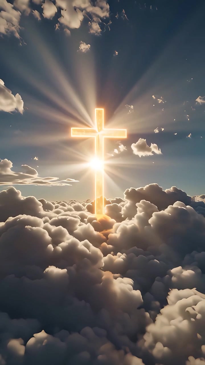 Sfondo per Adorazione 4K: Croce Cristiana e Luce Celeste