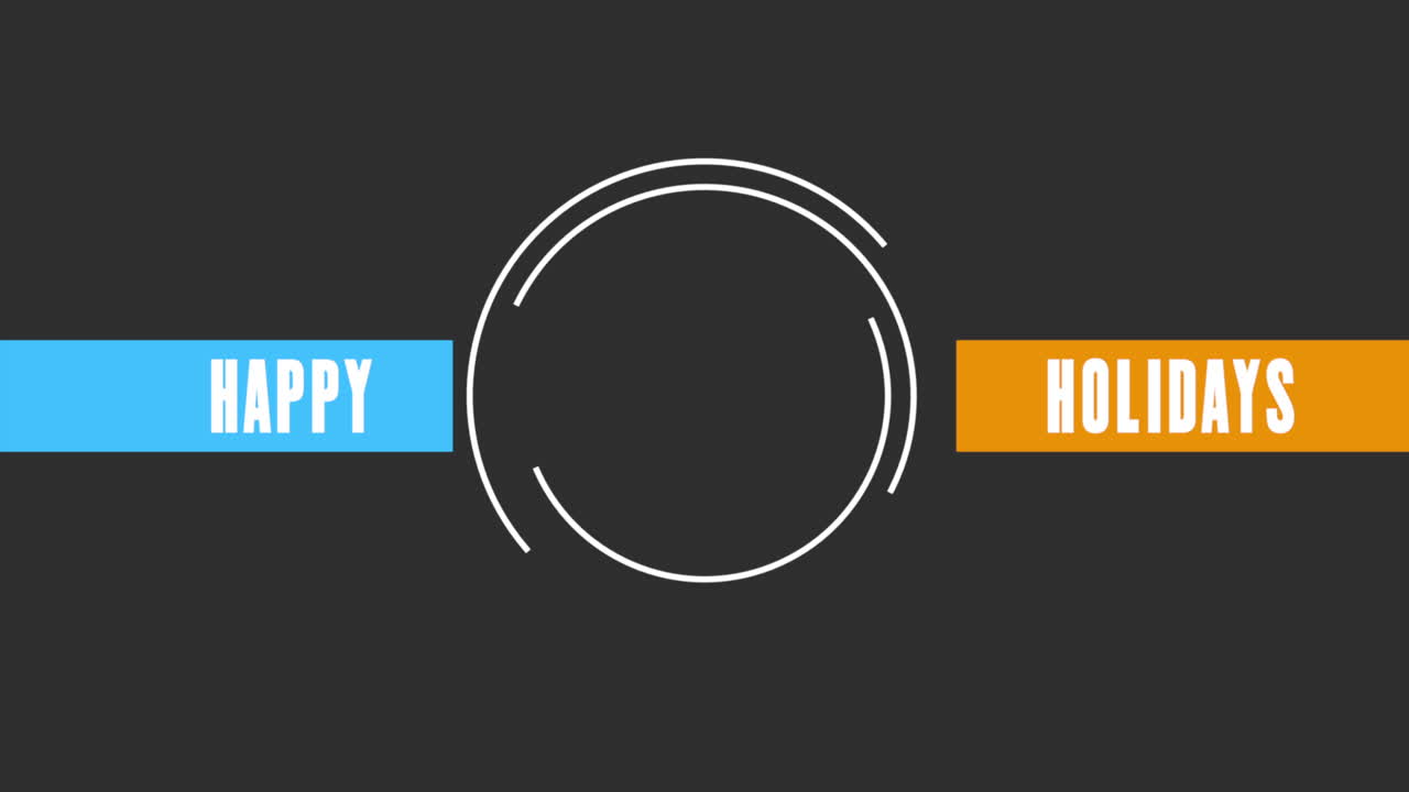 파란색과 오렌지색 배너와 함께 미니멀한 흑백 행복한 휴일 디자인