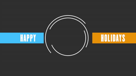 Minimalistic-black-and-white-Happy-Holidays-design-with-blue-and-orange-banner