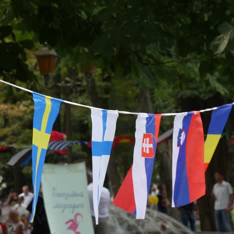 european flags on a rope