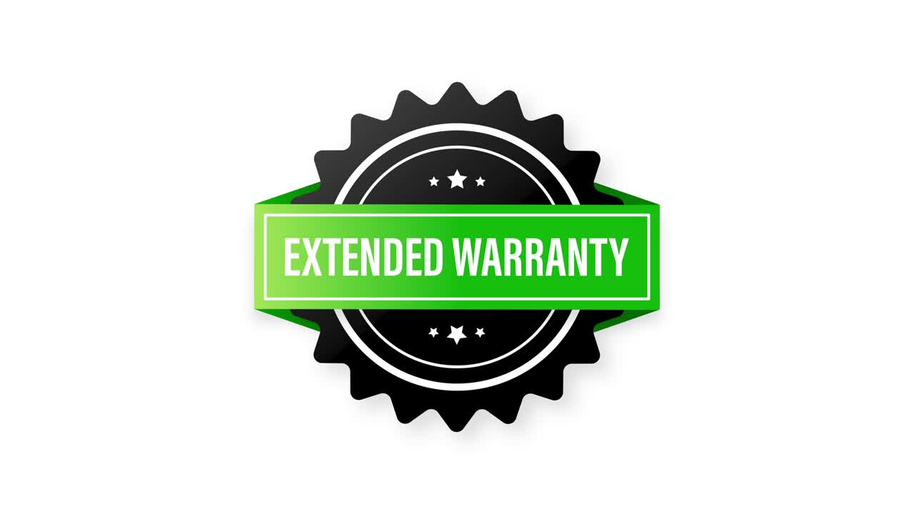 빈티지 녹색 확장 보증 라벨 템플릿, 색 배경, 인증서 아이콘 디자인, 모션 그래픽