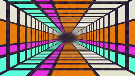 animation of moving, geometrical, colorful tunnel