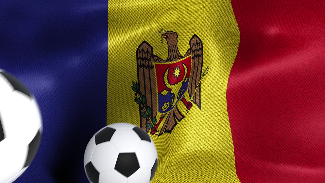 bandera de moldavia con pelotas de fútbol