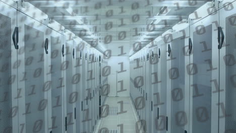 animación de números de codificación binaria que cambian a través de servidores informáticos
