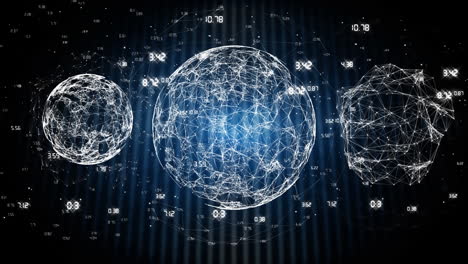 animation of globes with network of connections over numbers