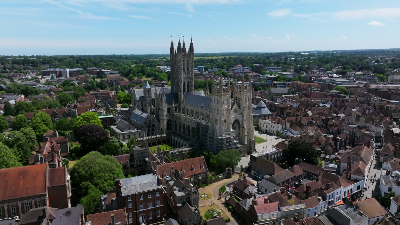 Canterbury Cathedral And Cityscape Of Canterbury In Summer In England, UK. -aerial shot