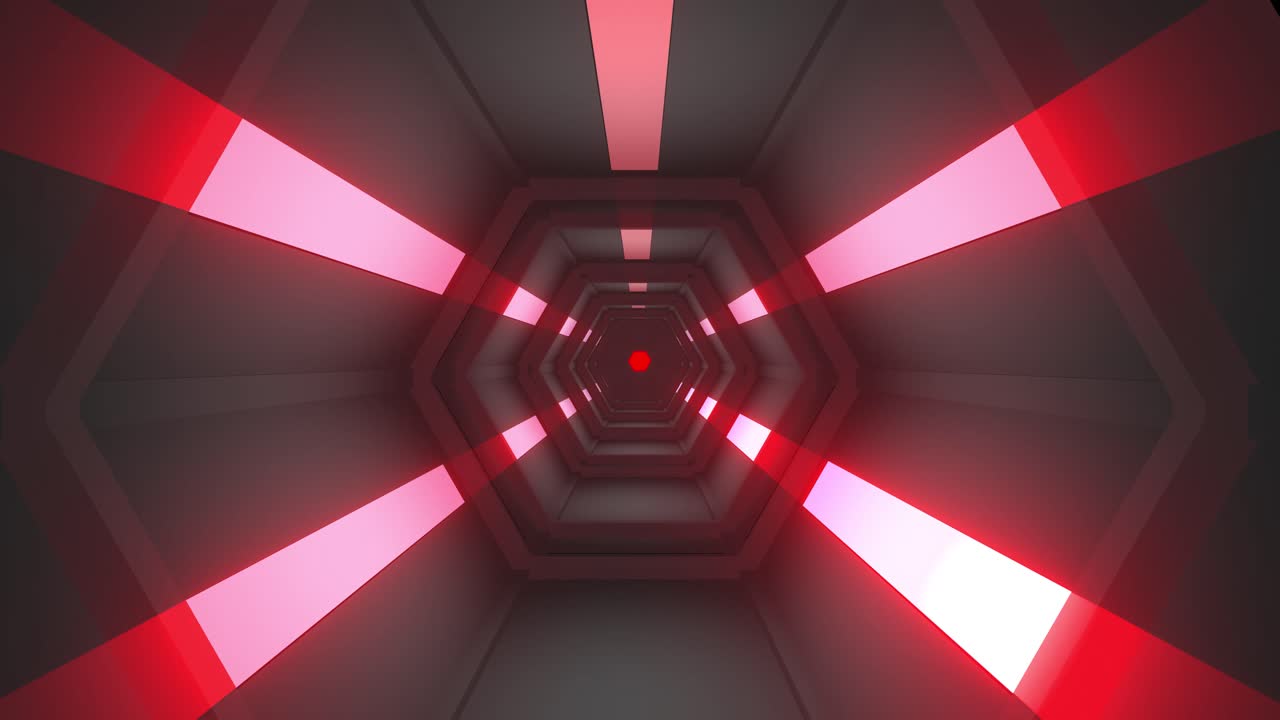 Futuristic Hexagonal Tunnel with Neon Lights