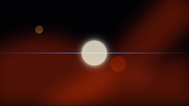 Abstract Animation of a Glowing Star and Orbiting Planets in Deep Space