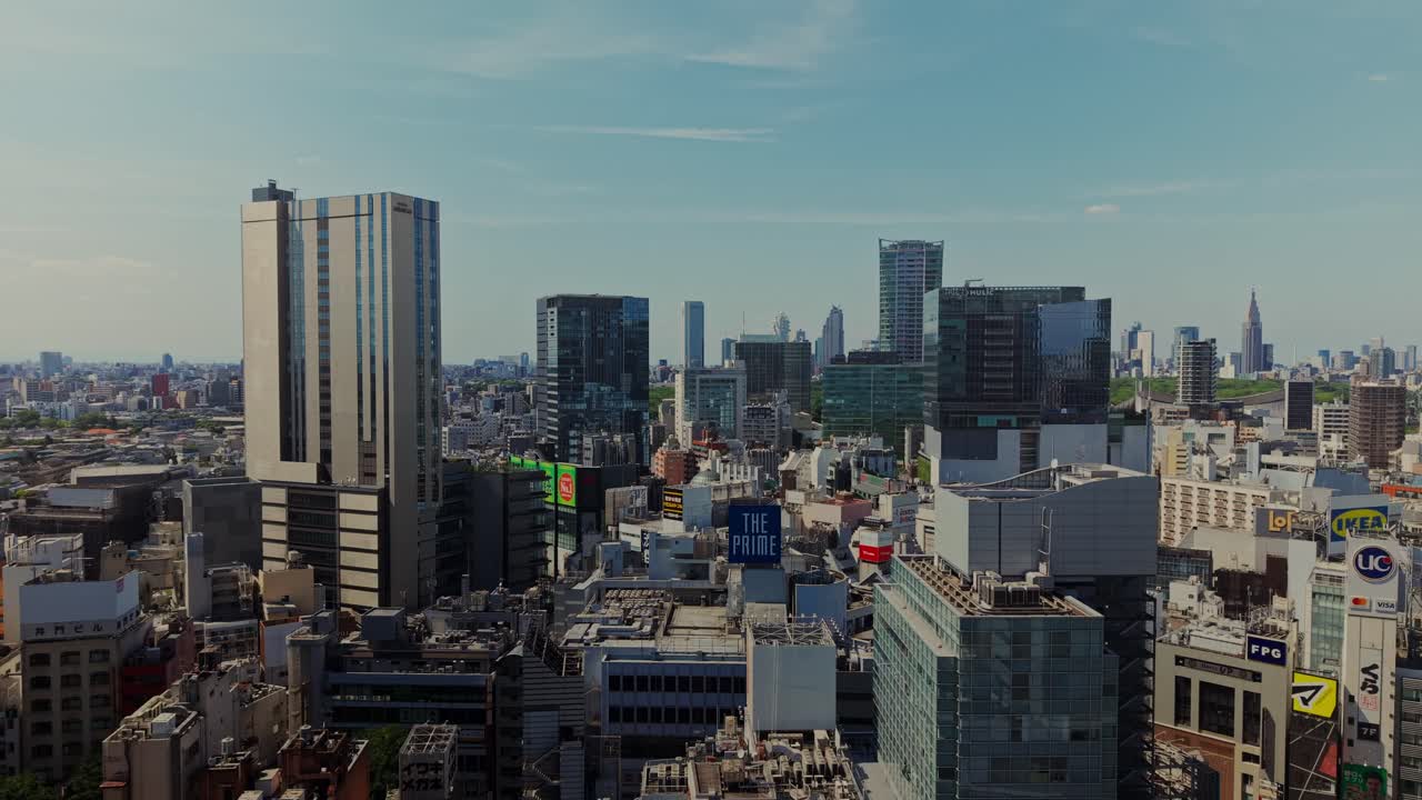 Cityscape view with skyscrapers and buildings
