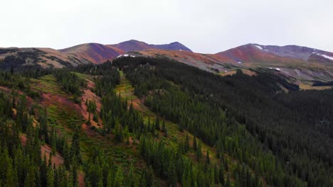 lush green alpine mountain range hillside and colorful mountain peaks in rocky mountains, colorado, usa