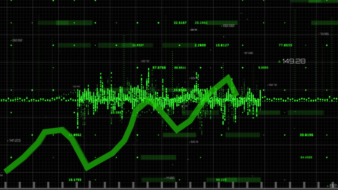 검은 바탕에 대한 금융 및 통계 데이터 처리