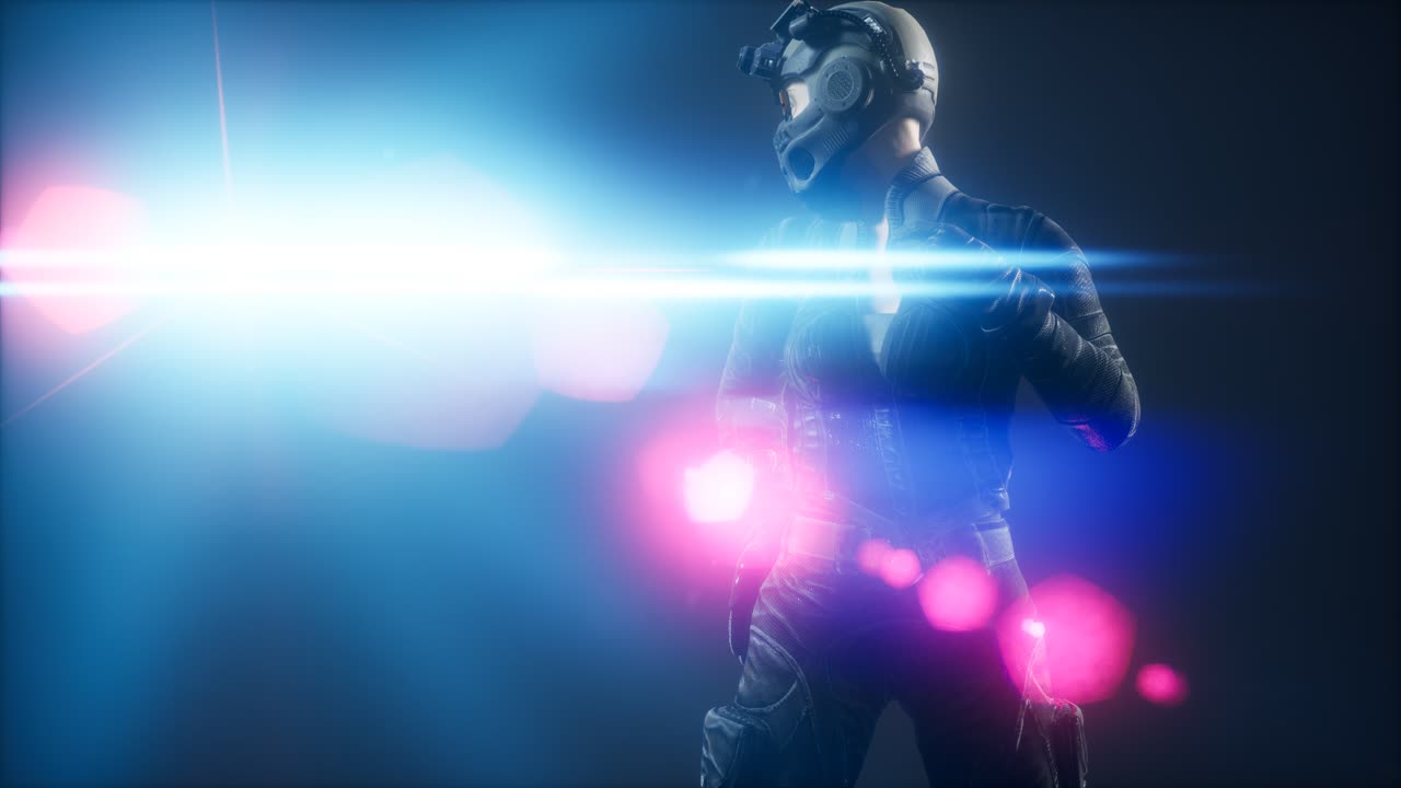 mujer joven cyberpunk, estilo futurista