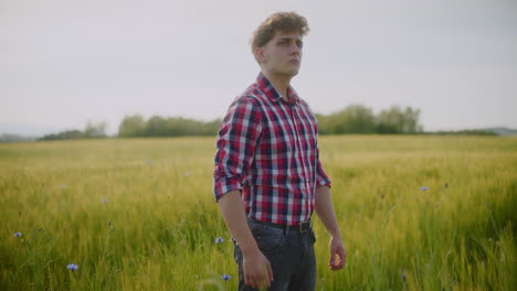 man in a field