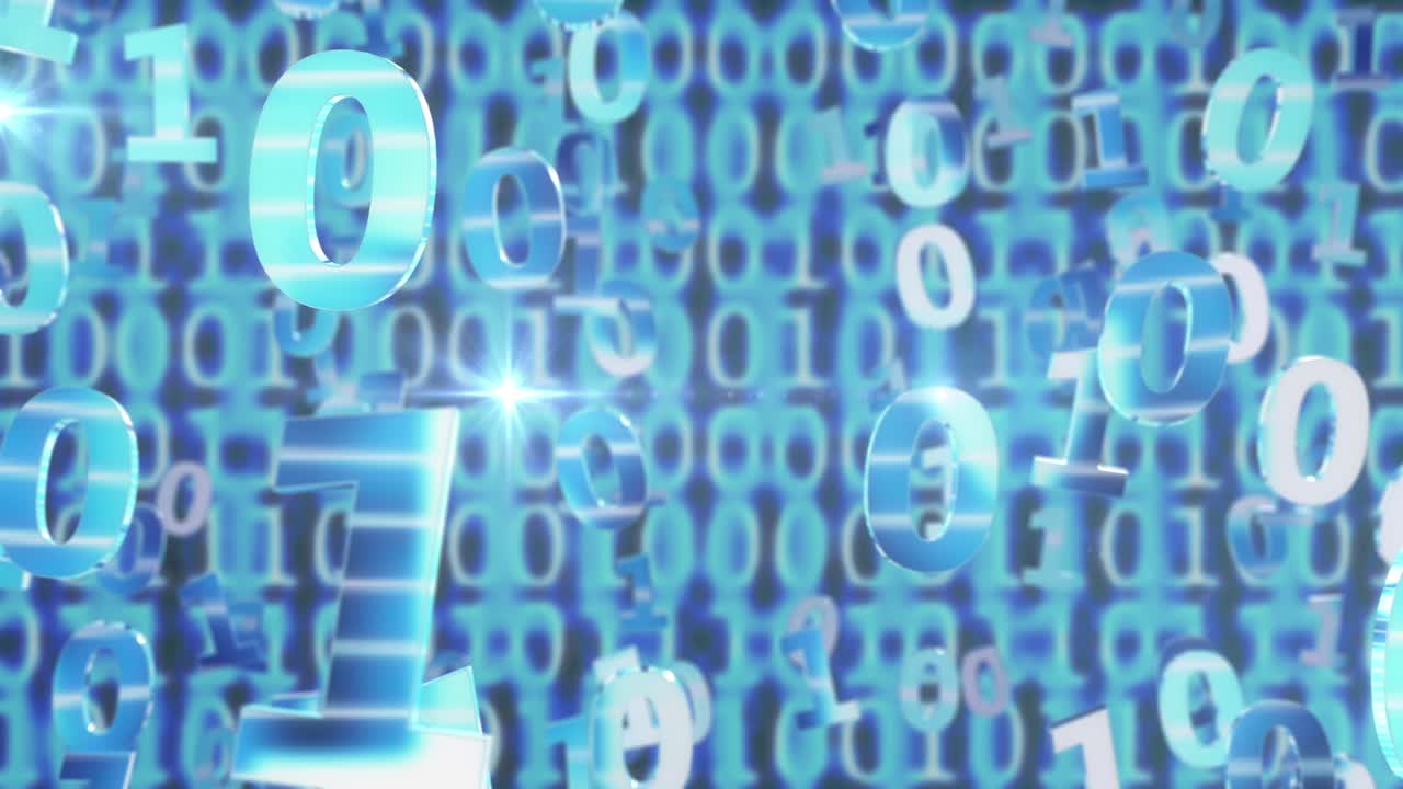 animación de fondo de código binario en 3d