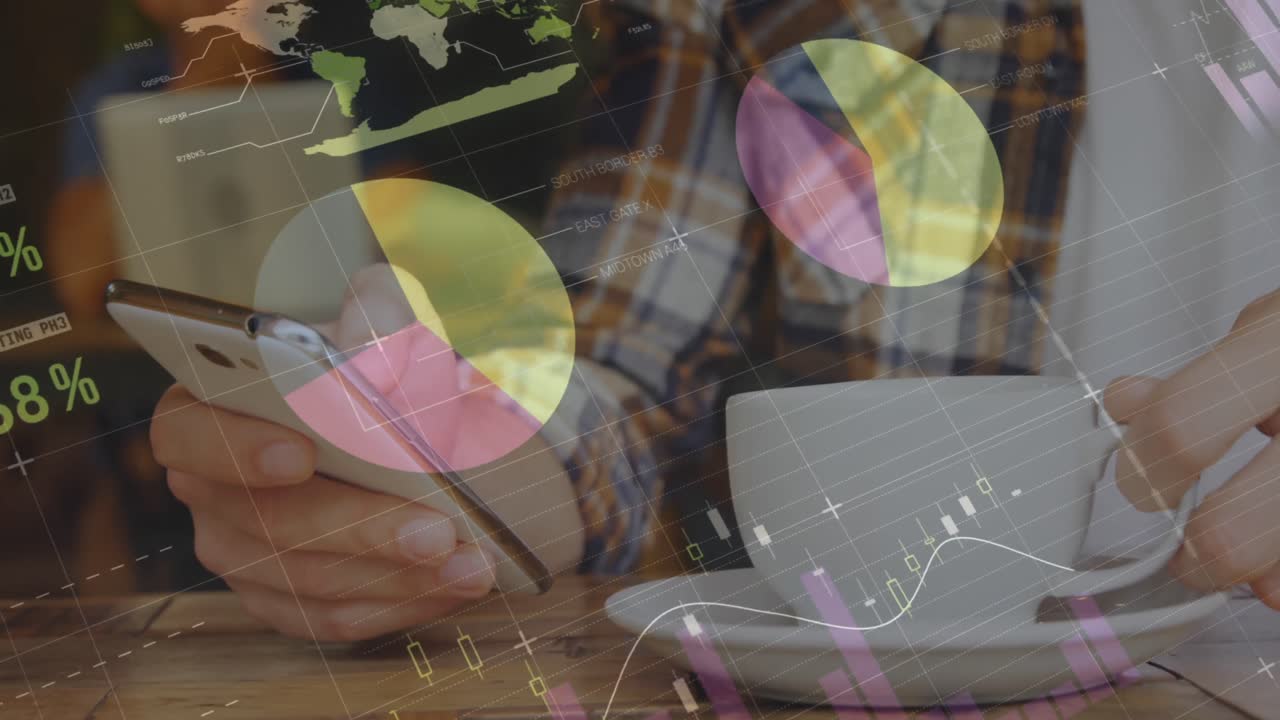 animación de estadísticas y procesamiento de datos sobre el hombre utilizando un teléfono inteligente