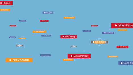 animación del procesamiento de datos de las redes sociales sobre un fondo azul