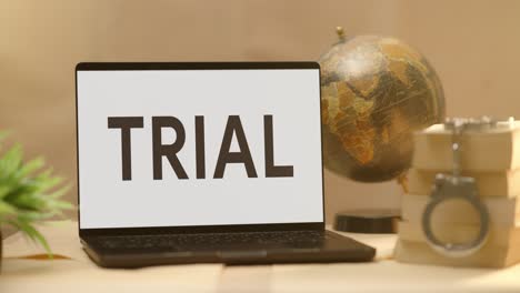 trial displayed in legal laptop screen