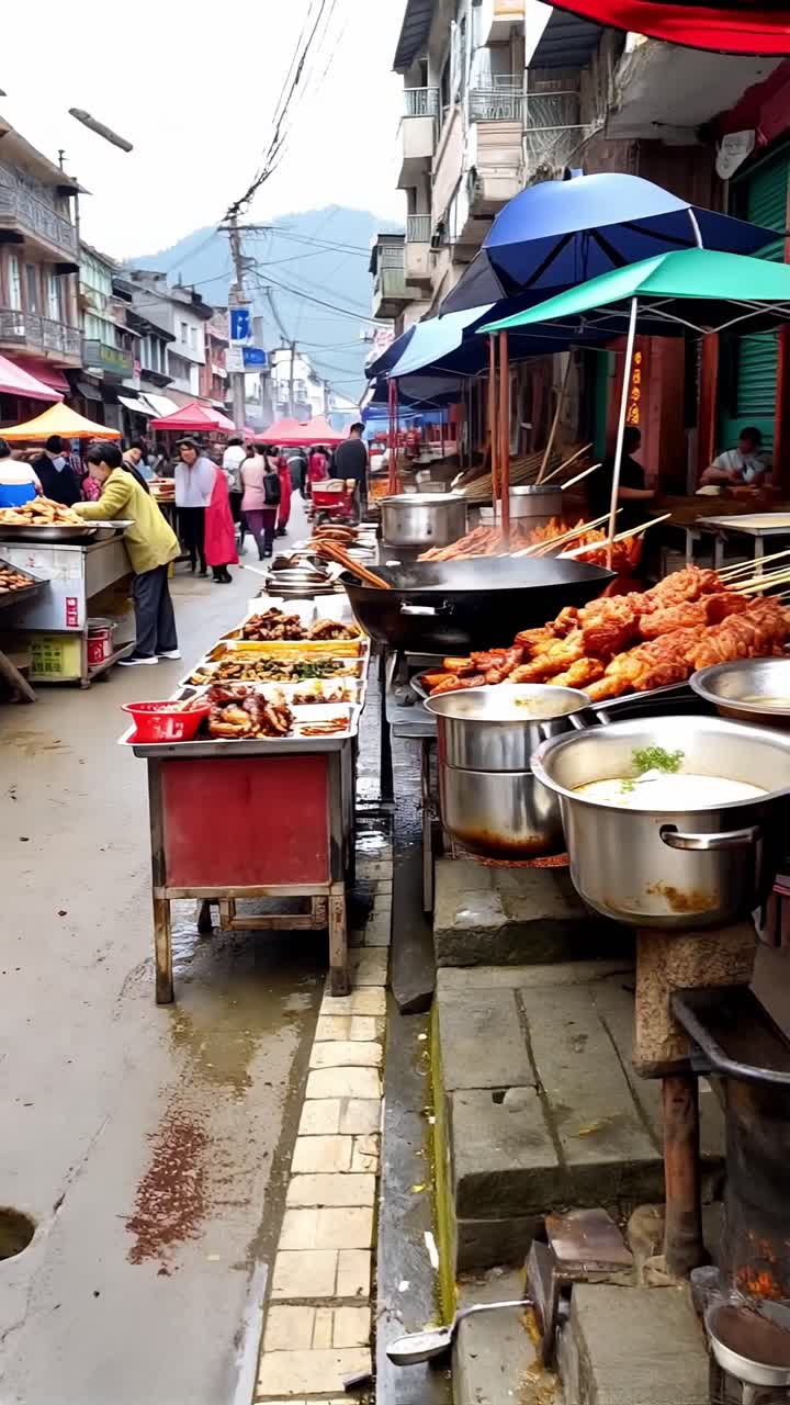 mercado de comida callejera en una ciudad china