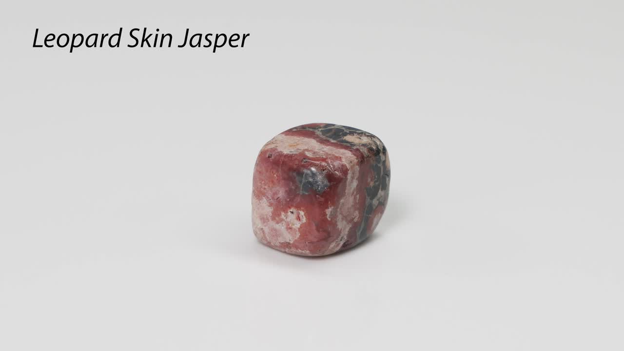 piel de leopardo piedra de jaspe girando en la superficie blanca