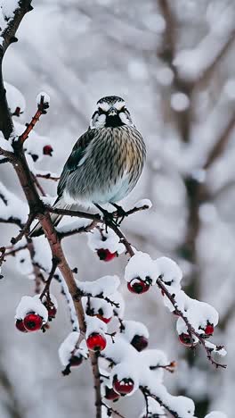 a bird in a winter wonderland