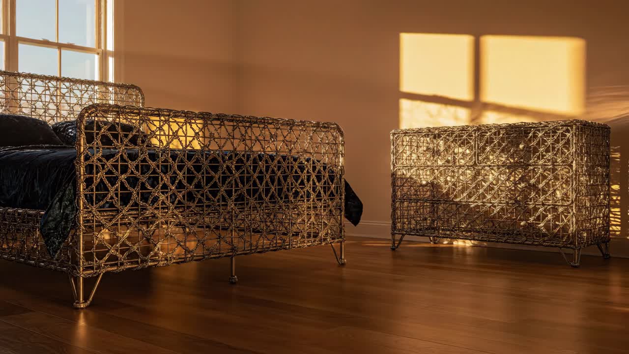 Bedroom with woven furniture