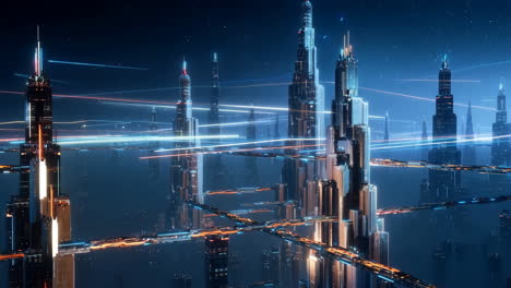 futuristic cityscape at night