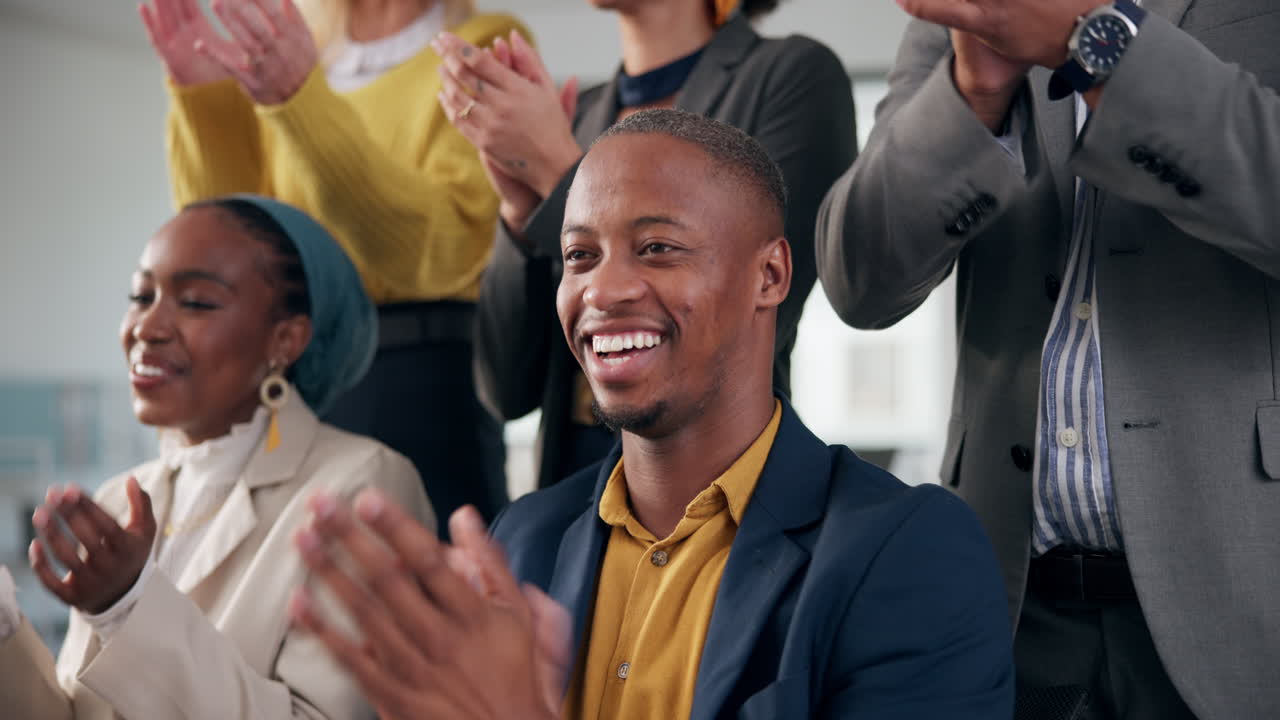 Business people applauding success