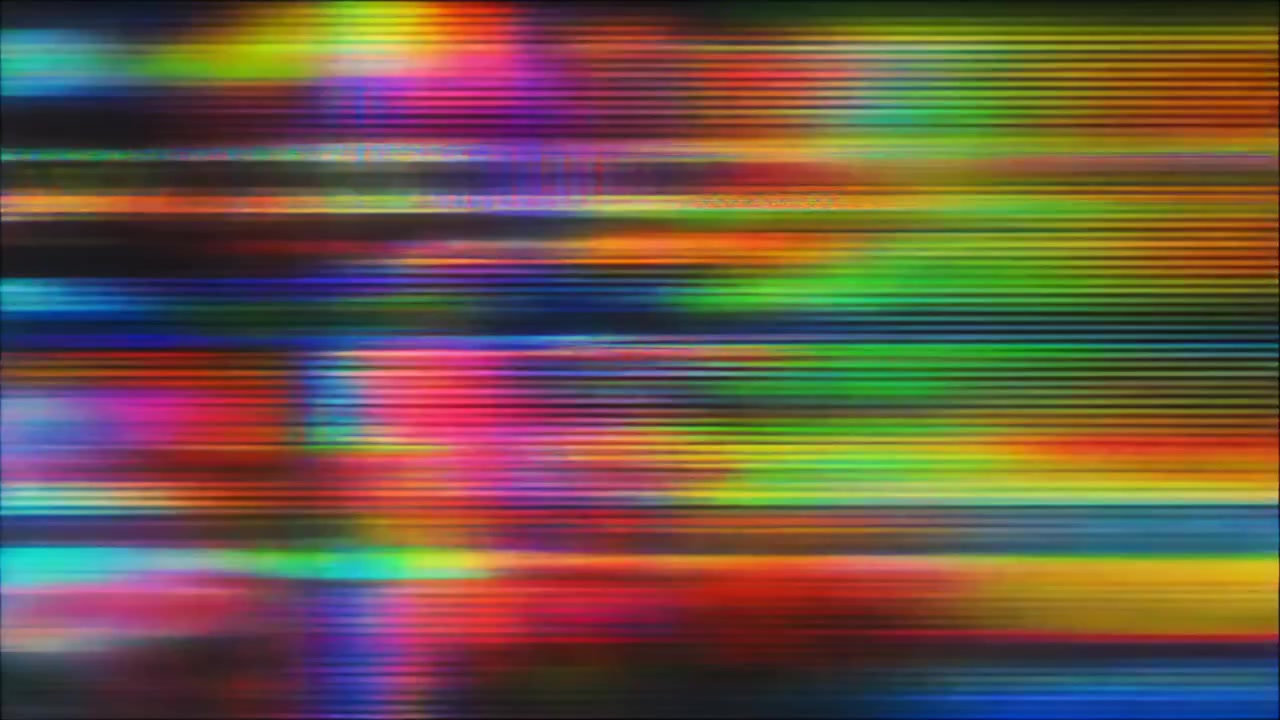 Digitaal glitch-effect met kleurrijke horizontale storingslijnen