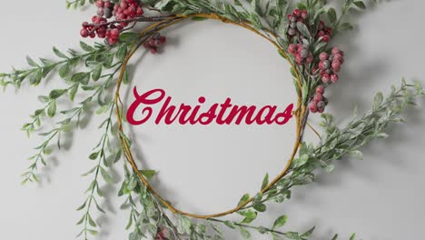 Animation-of-christmas-text-over-wreath