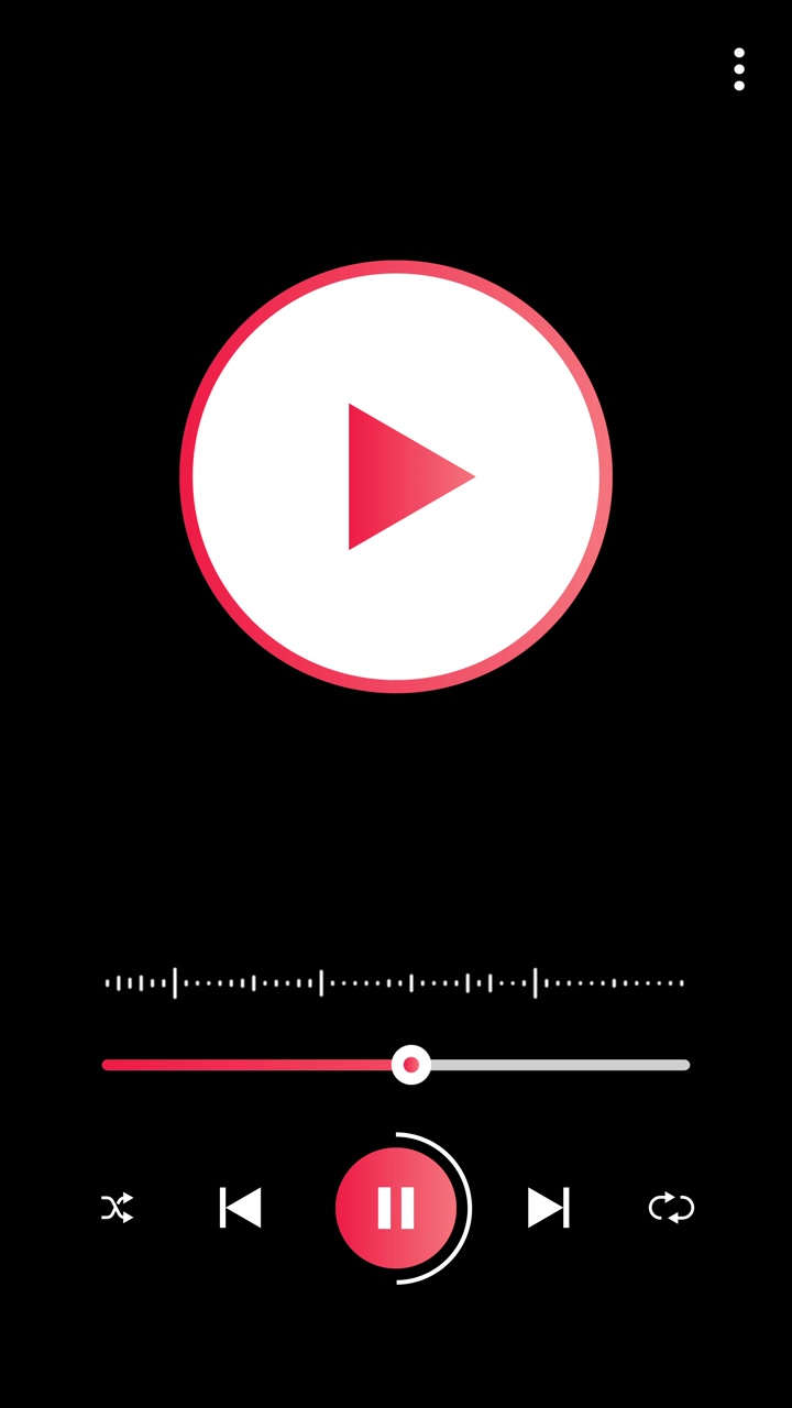 Animated Music Player Interface with Playback Controls and Waveform