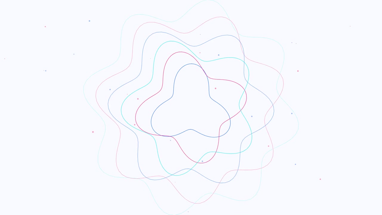 Abstract Animated Wavy Lines and Particles on White Background