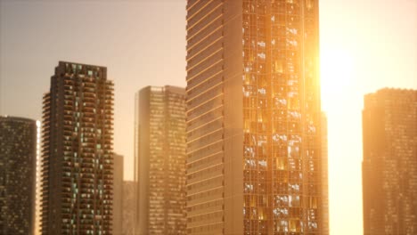 sunset-aerial-shot-of-skyscrapers-of-business-centre