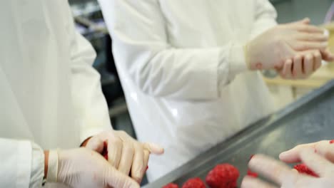 butchers preparing meat ball from minced meat