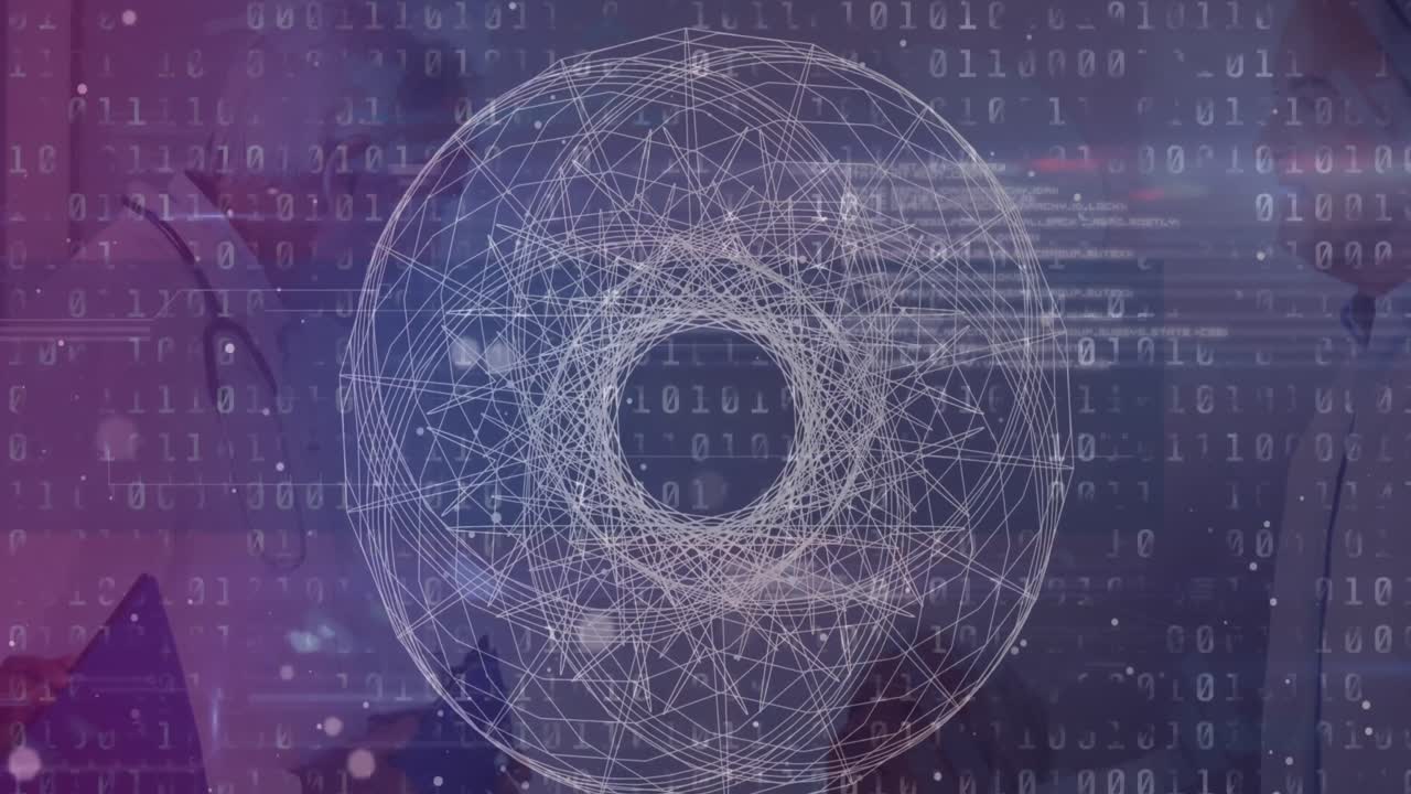 animación de la interfaz digital y líneas sobre médicos caucásicos