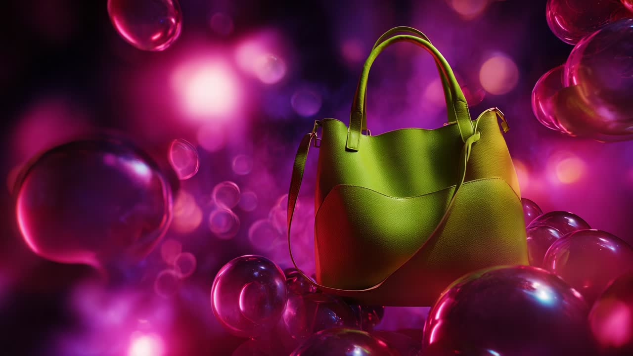 Stylish Green Handbag with Bubbles